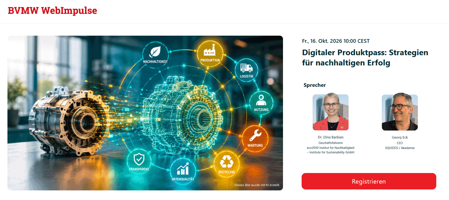 BVMW WebImpuls Digital Product Passport with Dr Dina Barbian and Georg Eck